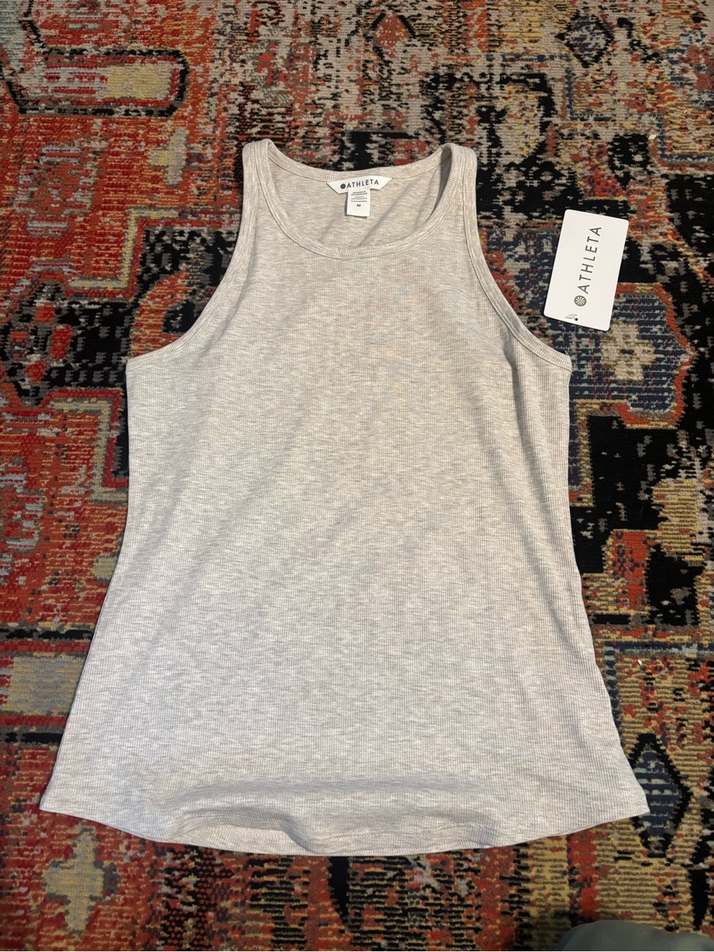 Athleta Signature Rib Tank Toasted Brown Heather Medium NWT gym casual